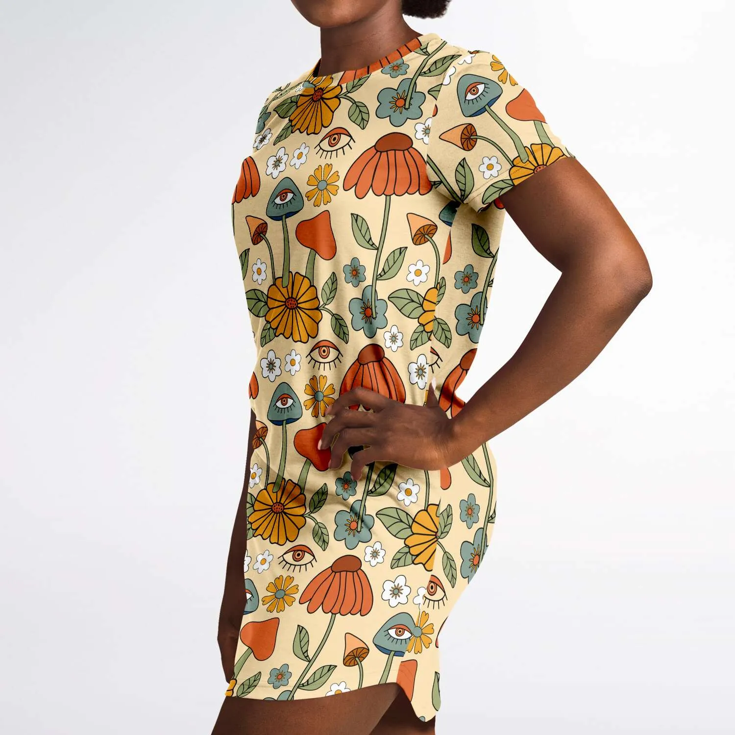 Hippie Mushroom Love Tshirt Dress