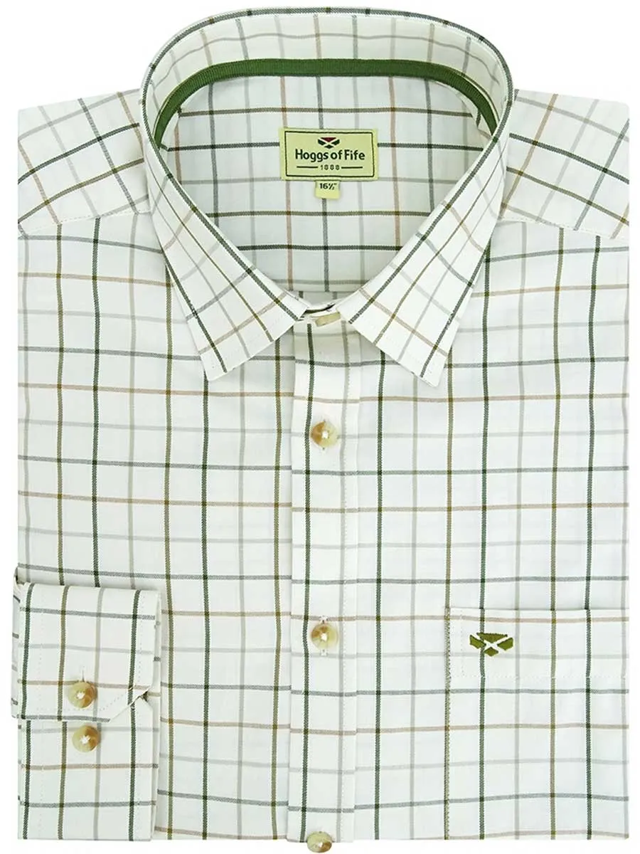 HOGGS OF FIFE Balmoral Luxury Tattersall Shirt - Mens - Green & Brown Check