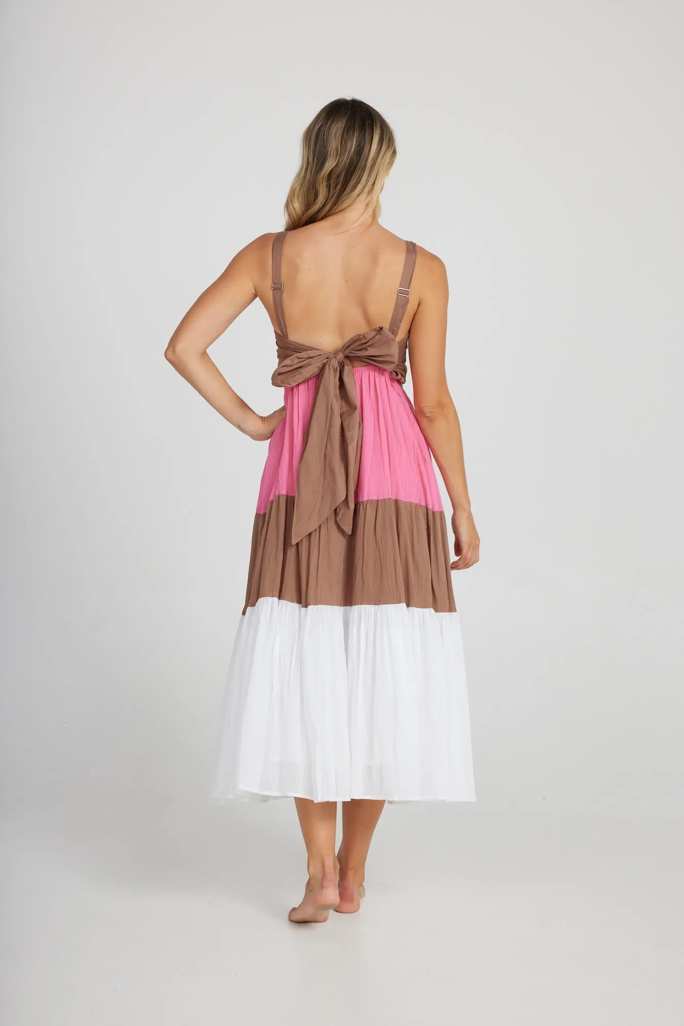 Holiday Carmello Dress Cocoa/ Hot Pink H1135-3