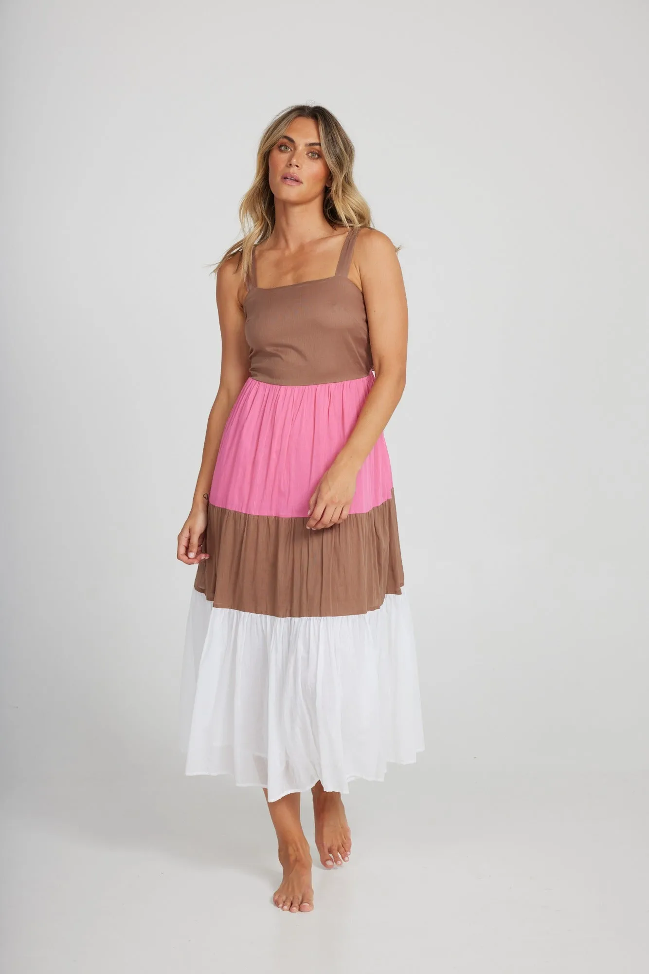 Holiday Carmello Dress Cocoa/ Hot Pink H1135-3