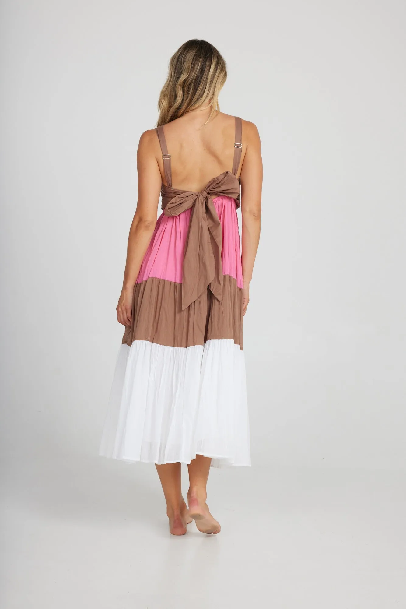 Holiday Carmello Dress Cocoa/ Hot Pink H1135-3