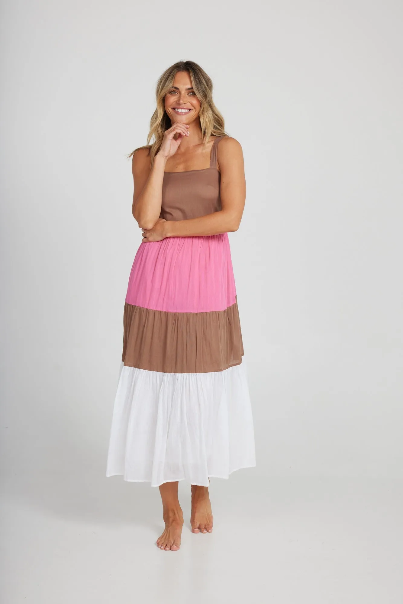 Holiday Carmello Dress Cocoa/ Hot Pink H1135-3