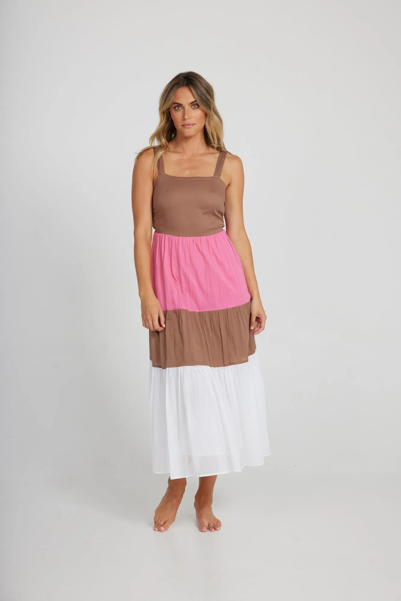 Holiday Carmello Dress Cocoa/ Hot Pink H1135-3