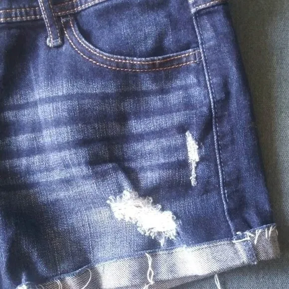 Hollister Cuffed Denim Shorts Sz 3 W 26