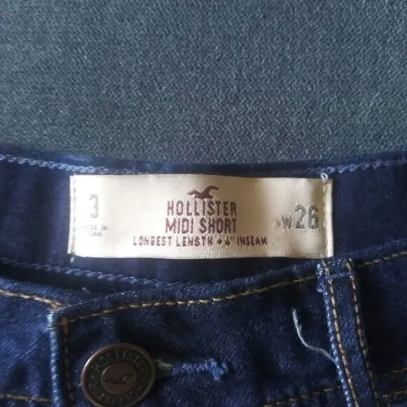 Hollister Cuffed Denim Shorts Sz 3 W 26