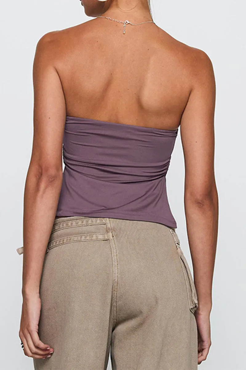 HTZ1038 Strapless Ruched Tube Top