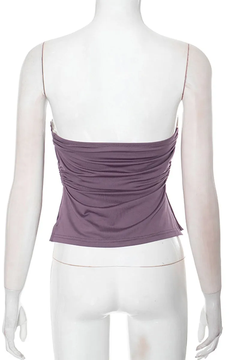 HTZ1038 Strapless Ruched Tube Top