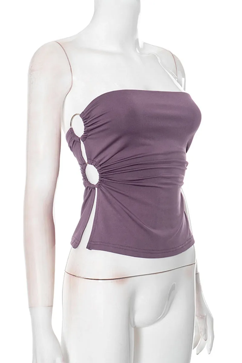 HTZ1038 Strapless Ruched Tube Top