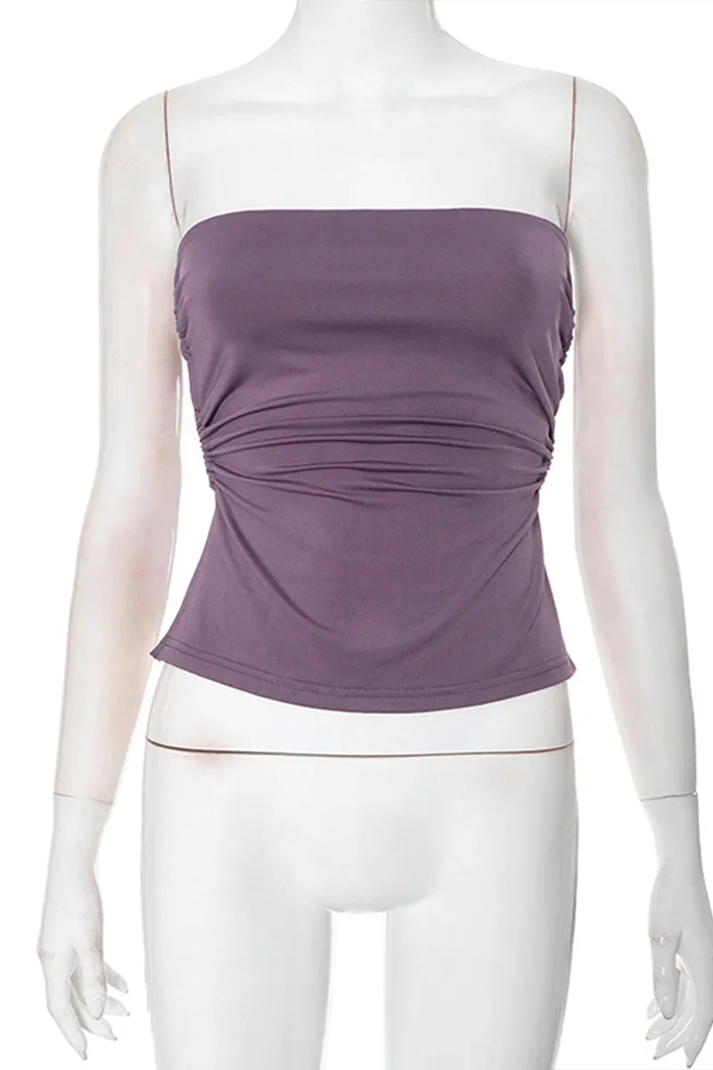 HTZ1038 Strapless Ruched Tube Top