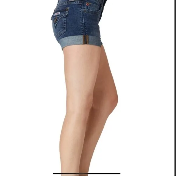Hudson Ruby Mid Thigh Jean Shorts Cuffed Stretchy Dark Wash Denim Size 27 EUC