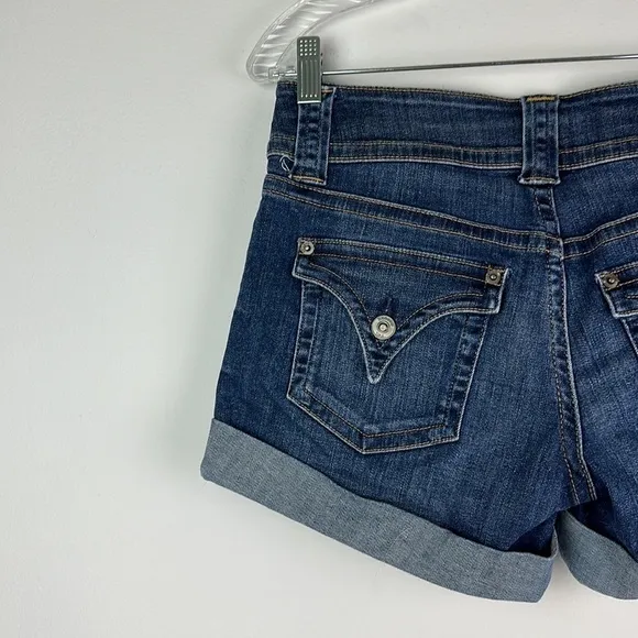Hudson Ruby Mid Thigh Jean Shorts Cuffed Stretchy Dark Wash Denim Size 27 EUC