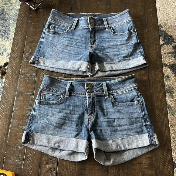 Hudson Ruby Mid Thigh Jean Shorts Cuffed Stretchy Dark Wash Denim Size 27 EUC