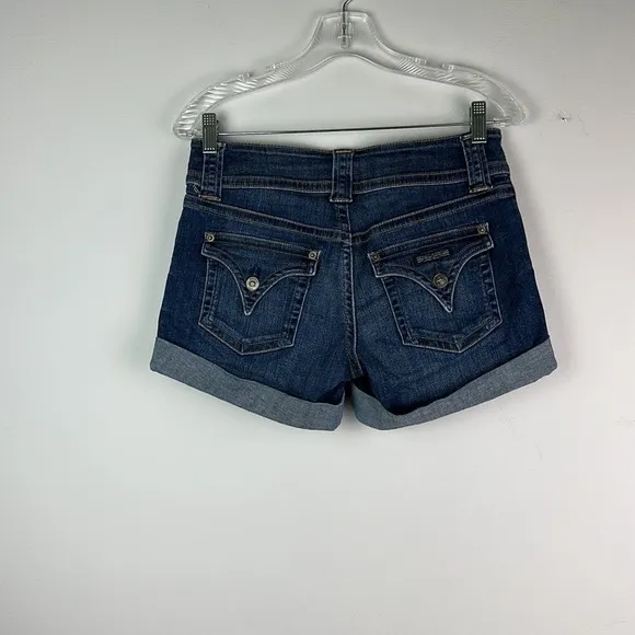 Hudson Ruby Mid Thigh Jean Shorts Cuffed Stretchy Dark Wash Denim Size 27 EUC