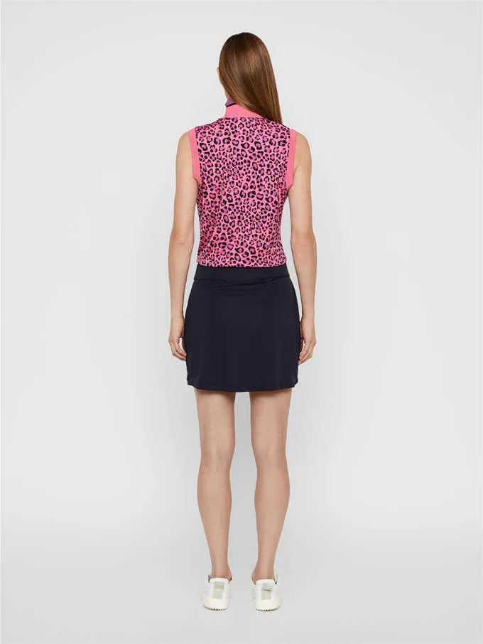 J.Lindeberg Womens AUDREY TX JERSEY GOLF POLO - PINK LEOPARD