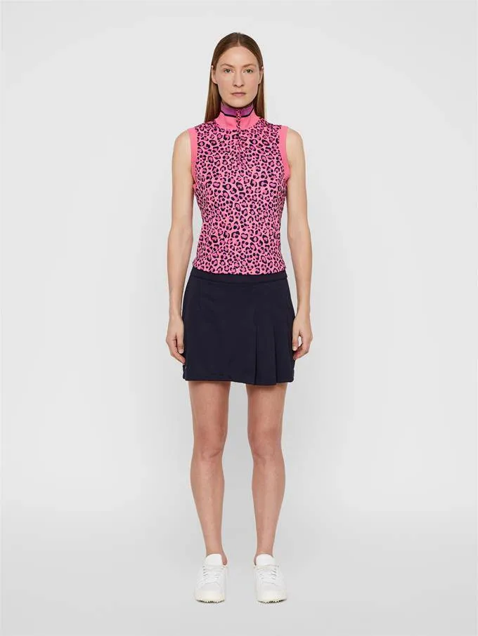 J.Lindeberg Womens AUDREY TX JERSEY GOLF POLO - PINK LEOPARD