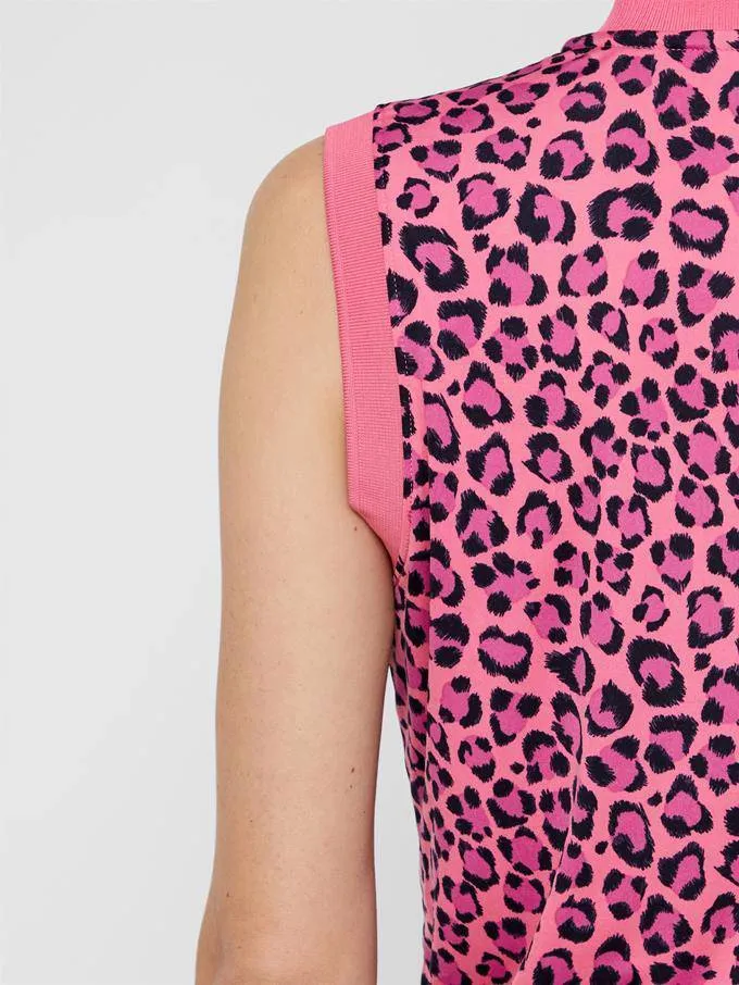 J.Lindeberg Womens AUDREY TX JERSEY GOLF POLO - PINK LEOPARD
