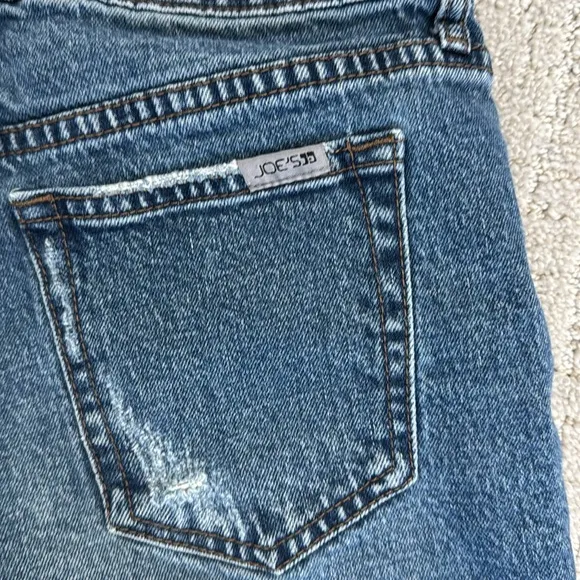 Joes jeans “Panama” distressed denim cuffed shorts rolled raw hem jeans