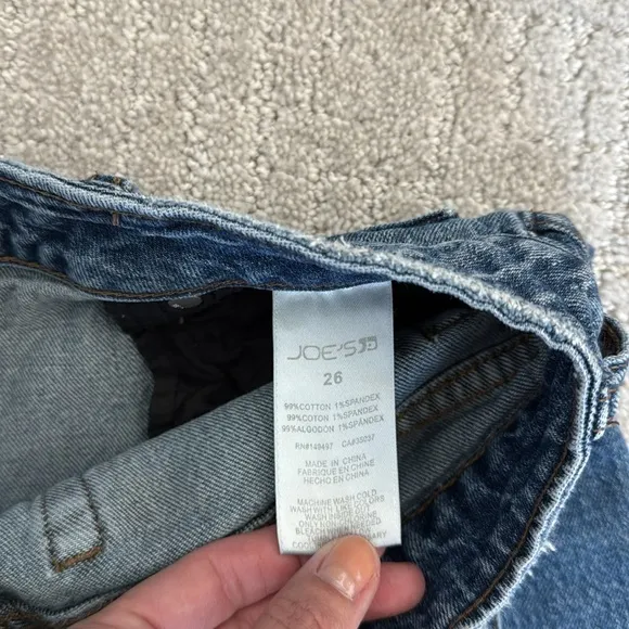 Joes jeans “Panama” distressed denim cuffed shorts rolled raw hem jeans