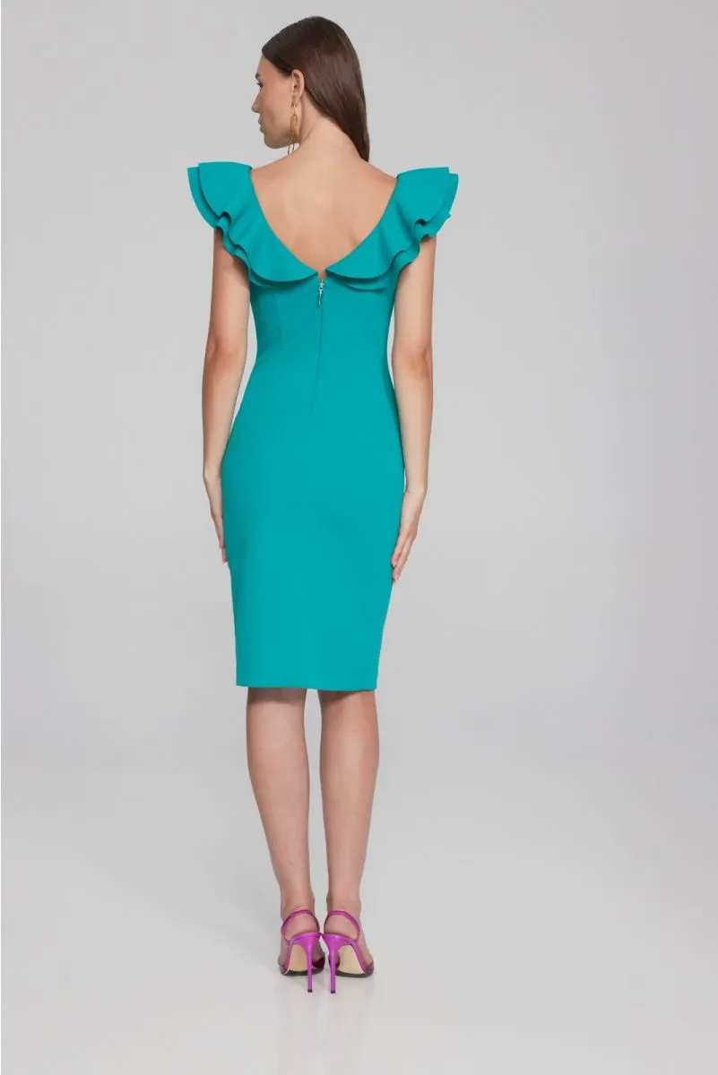 Joseph Ribkoff Tiered Ruffles V-Neck Sheath Dress 241747