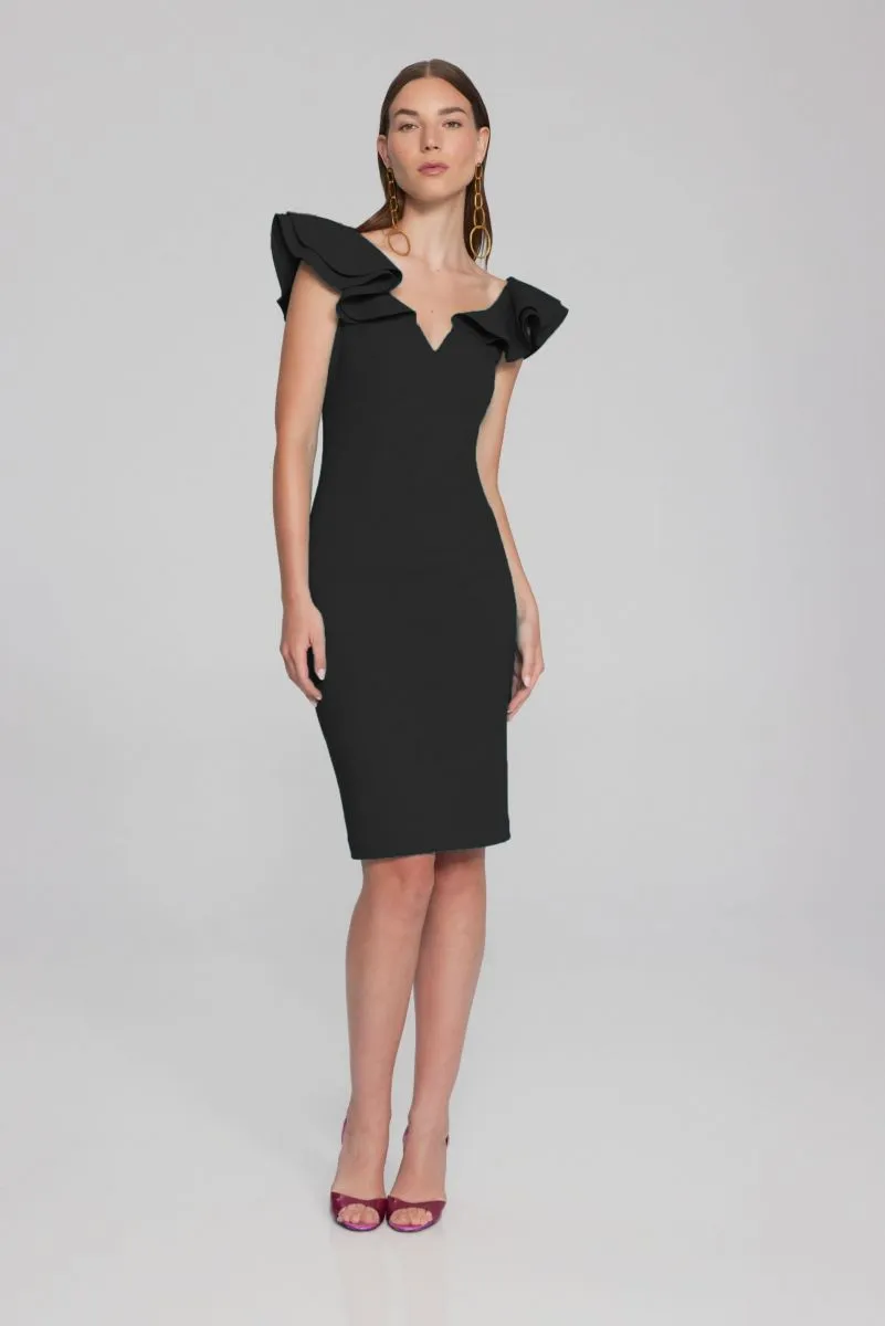 Joseph Ribkoff Tiered Ruffles V-Neck Sheath Dress 241747