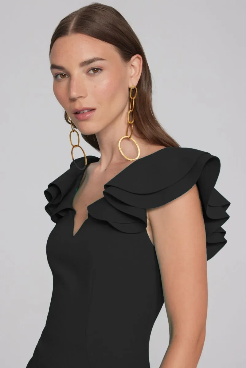 Joseph Ribkoff Tiered Ruffles V-Neck Sheath Dress 241747