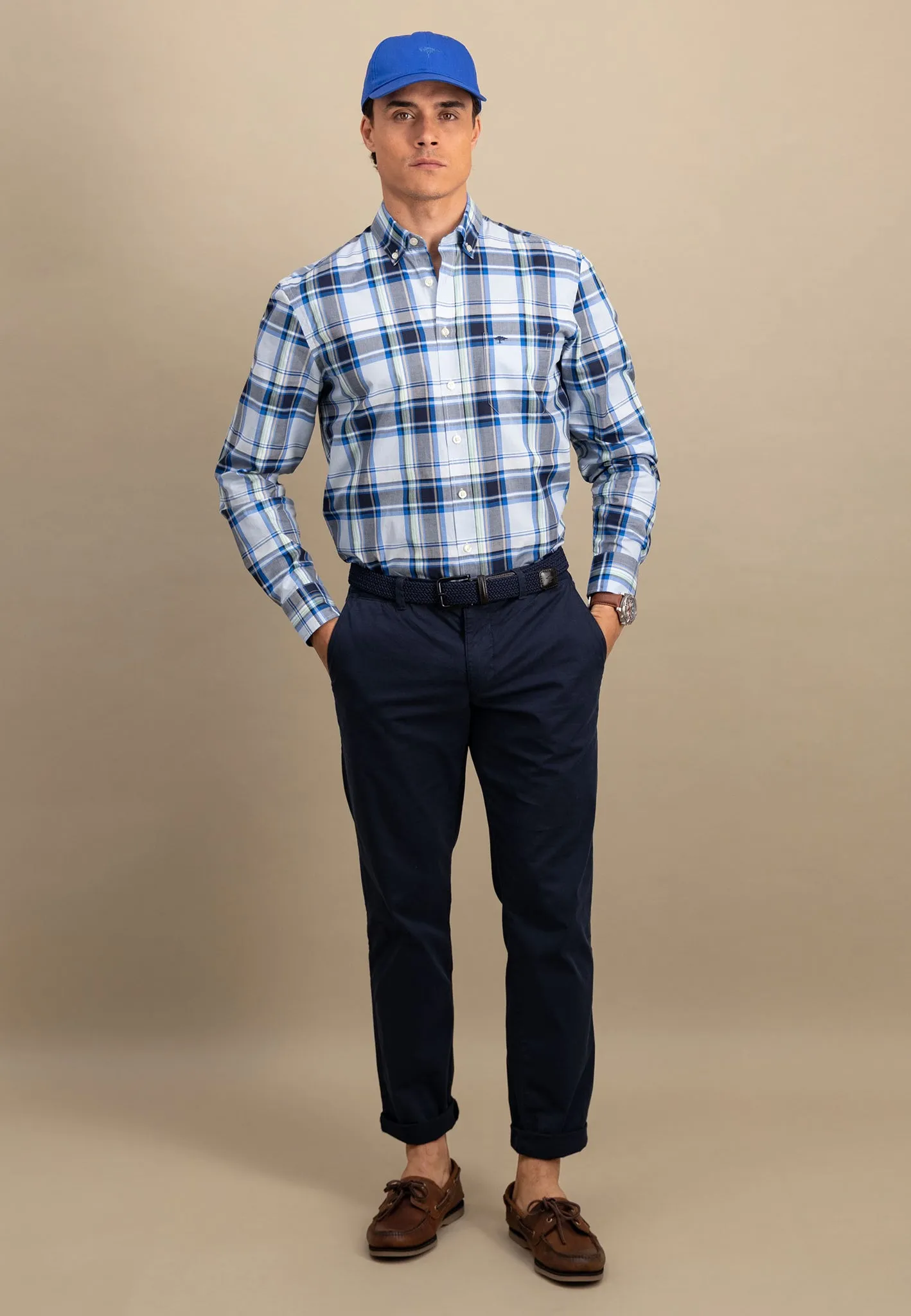Kariert Hemd mit Button-Down-Kragen