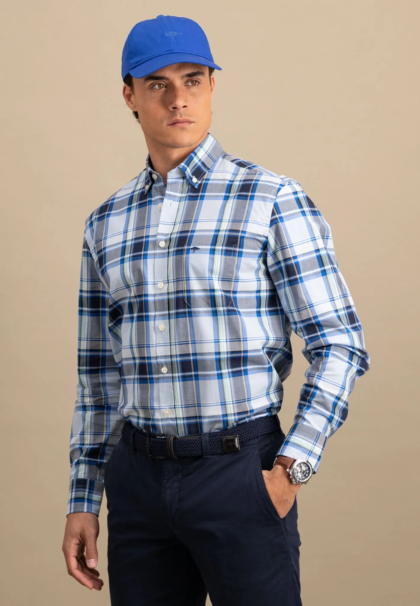 Kariert Hemd mit Button-Down-Kragen