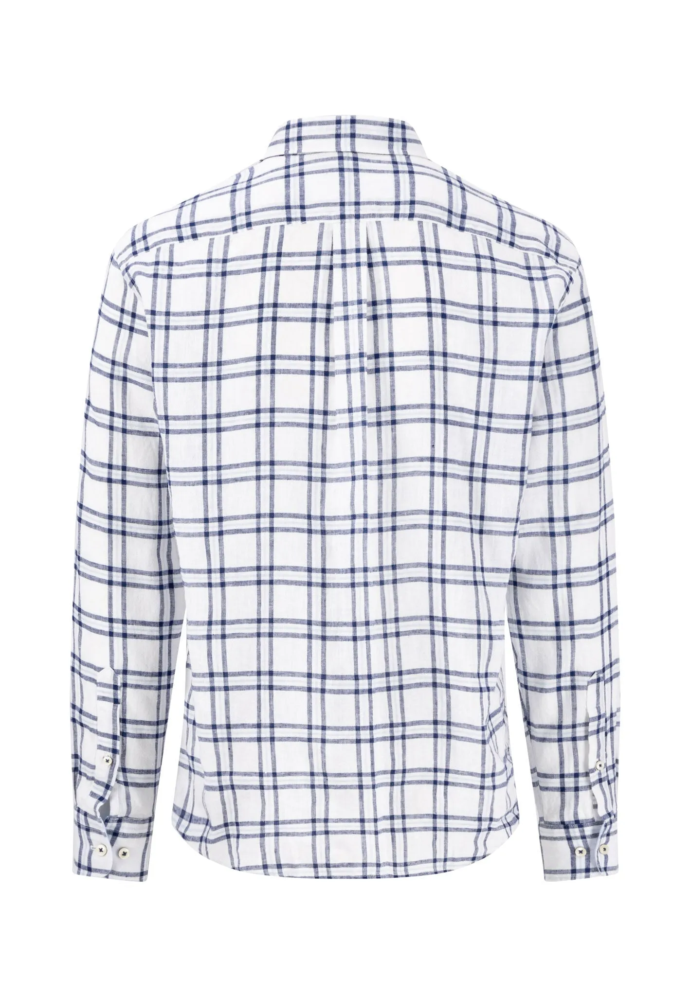 Kariertes Hemd aus Leinen mit Button-Down-Kragen