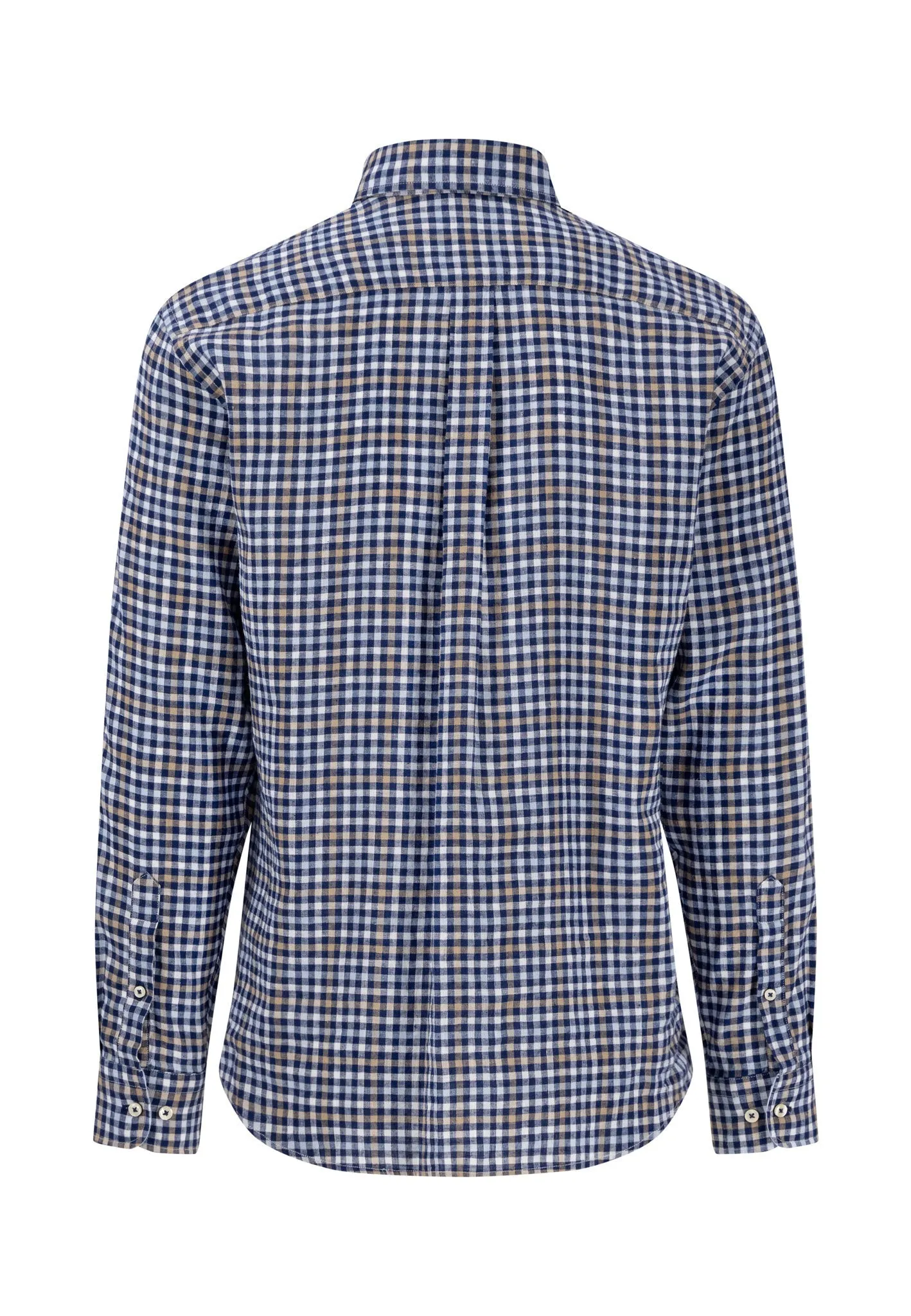Kariertes Hemd aus Leinen mit Button-Down-Kragen