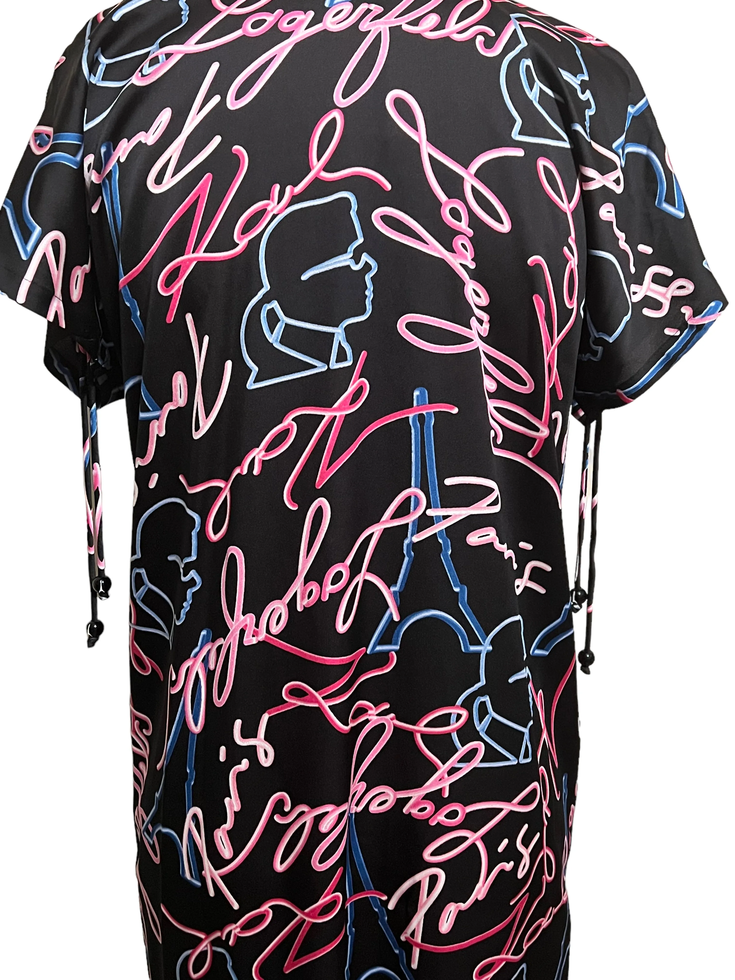 Karl Lagerfeld Size 2 Black Neon Lights Mini Shirt Dress