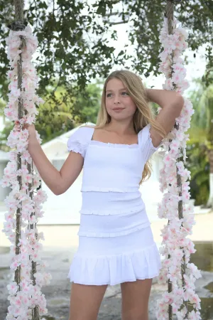 KATIEJ NYC- TWEEN LAILA SOLID DRESS WHITE
