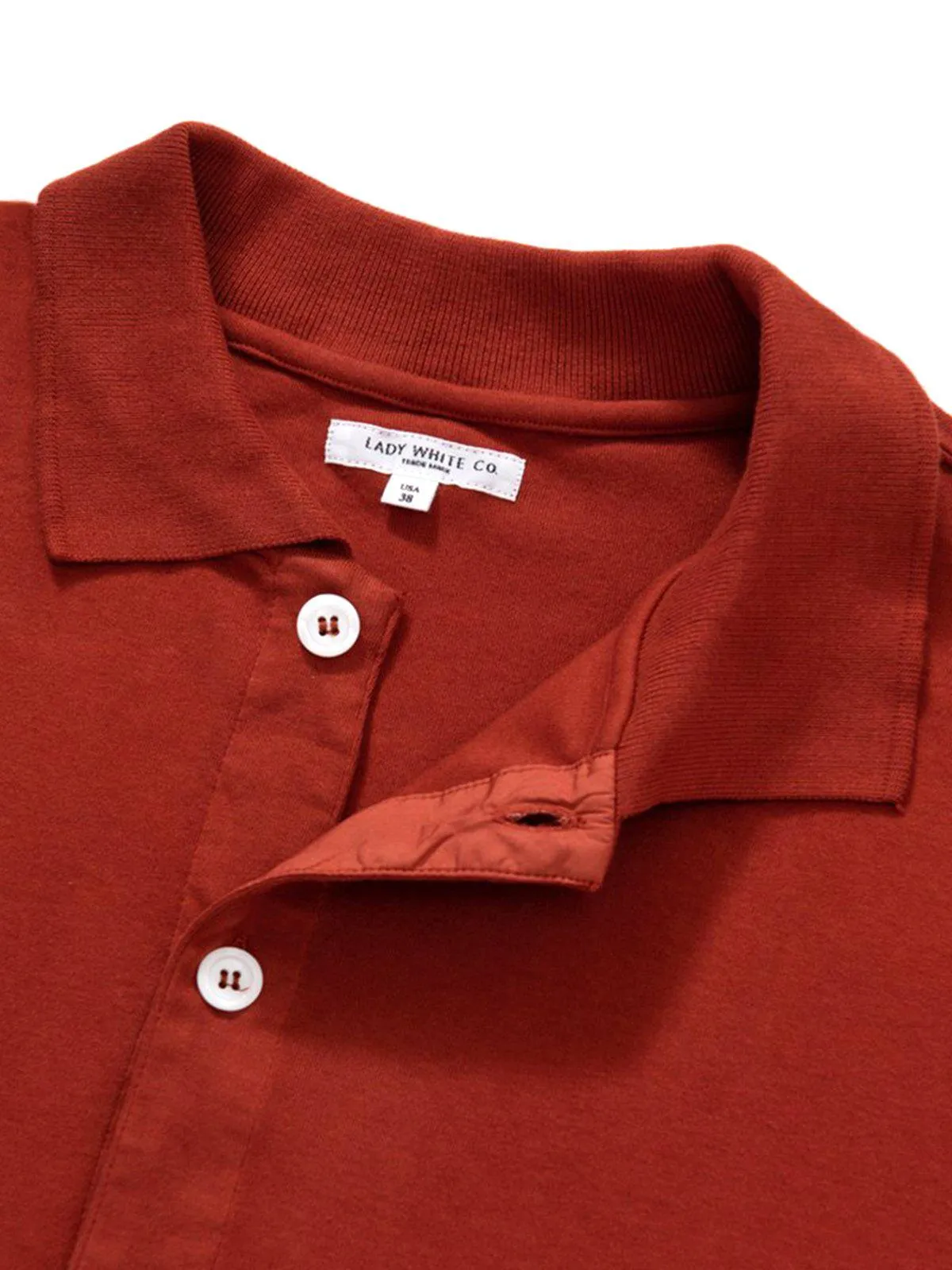 Lady White Co. Long Sleeve Placket Polo Red Ochre
