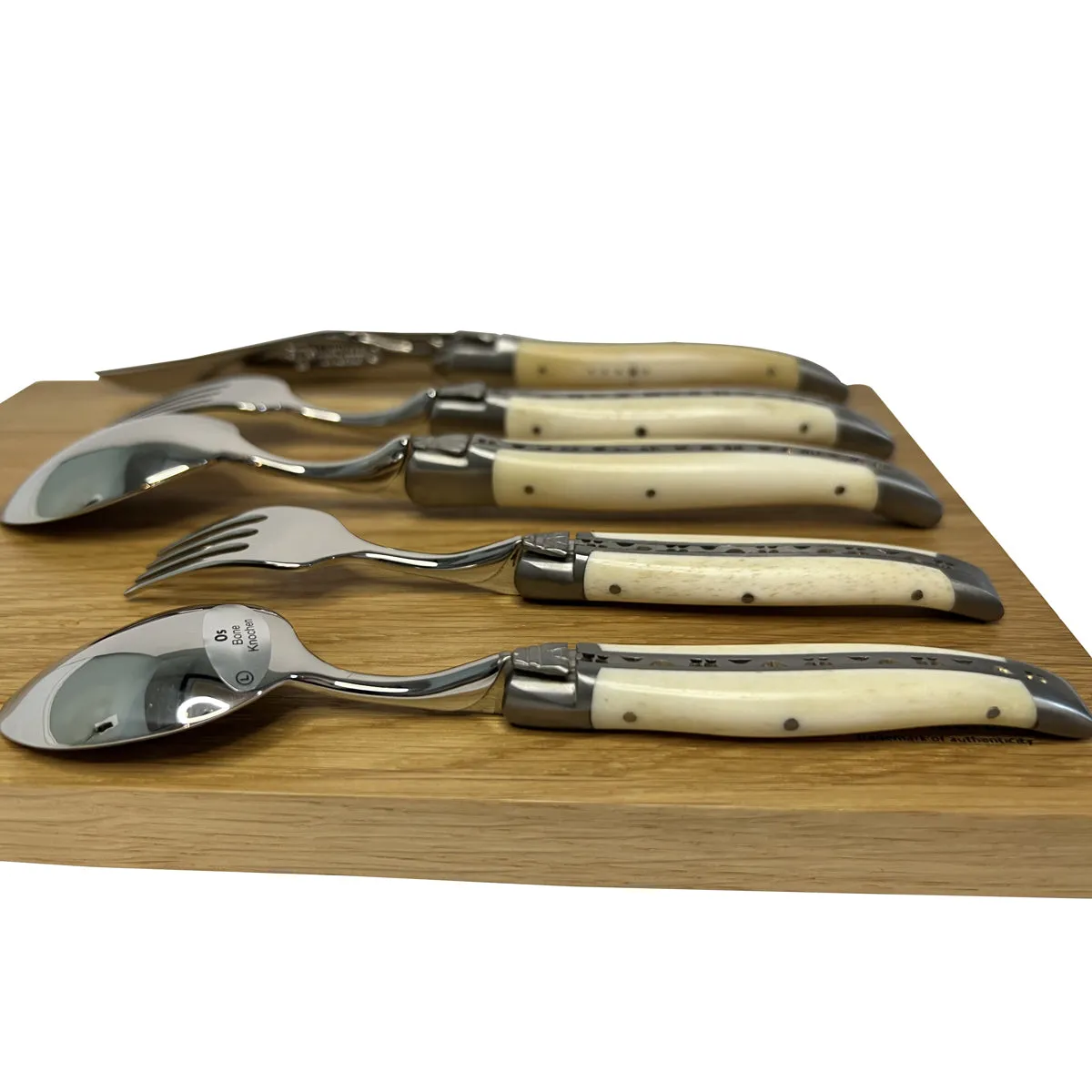 Laguiole en Aubrac Handcrafted 5-Piece Handcrafted Flatware Set With Bone Handles