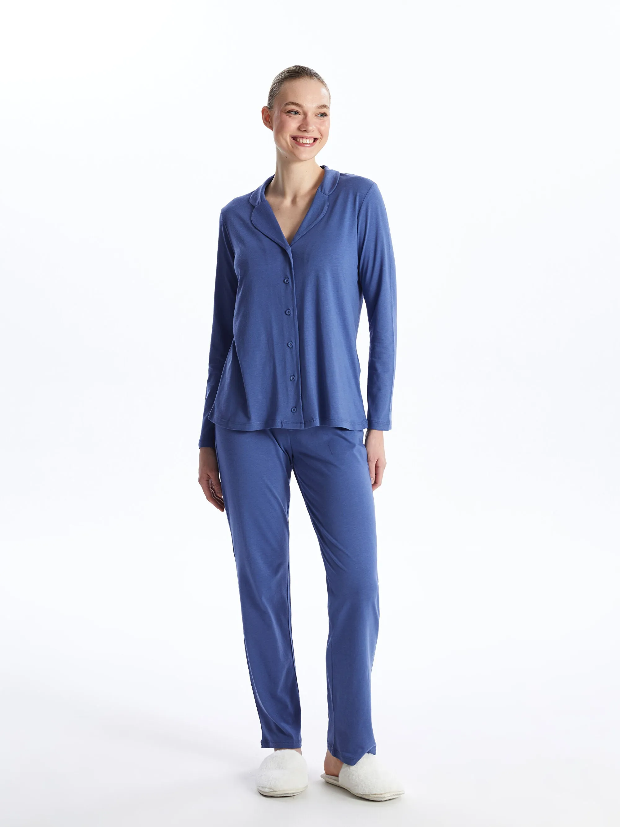 LC WAIKIKI Shirt Neck Regular Long Sleeve Women Pajama Set