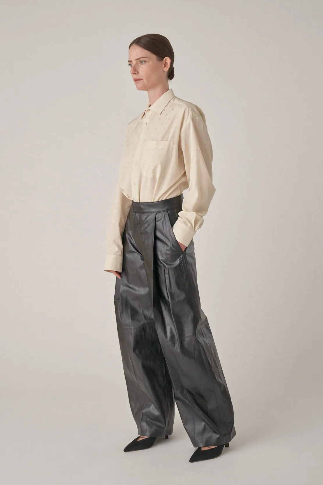 Leather Pleated Pant