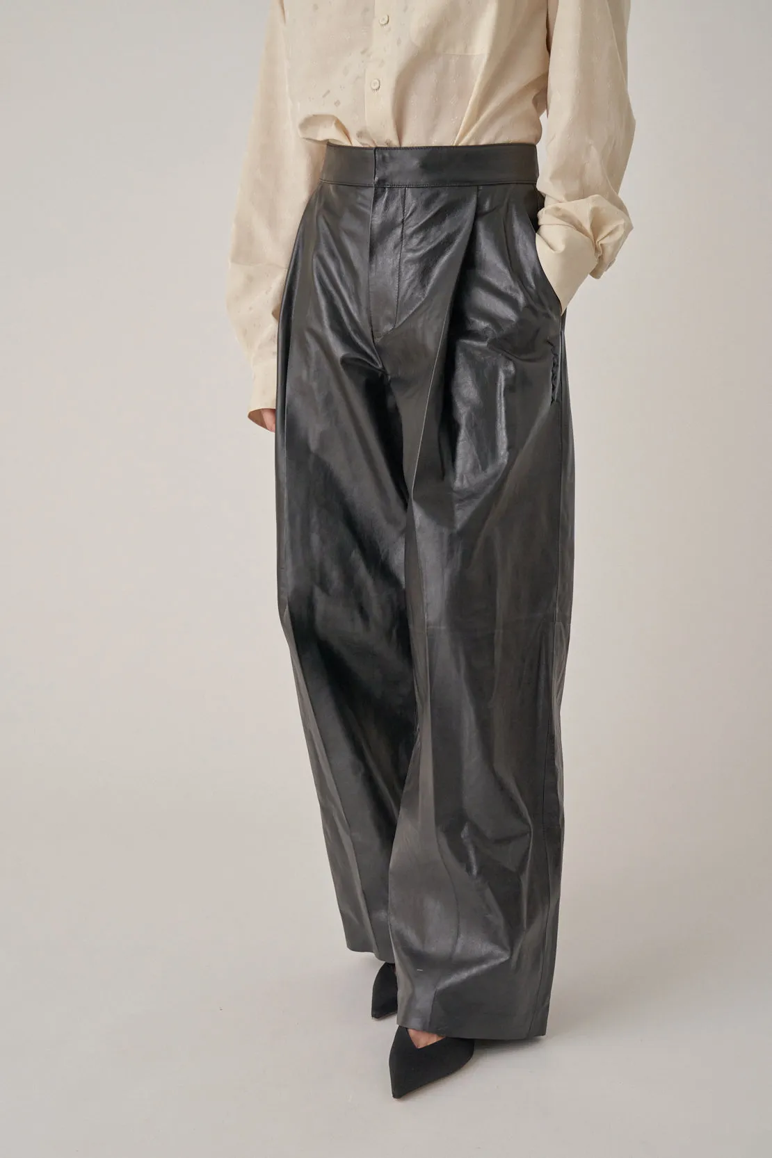Leather Pleated Pant