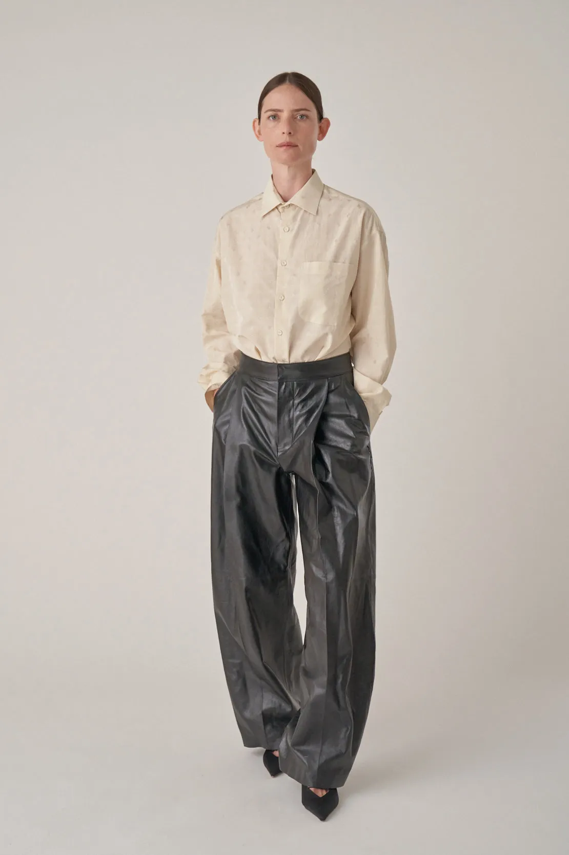Leather Pleated Pant