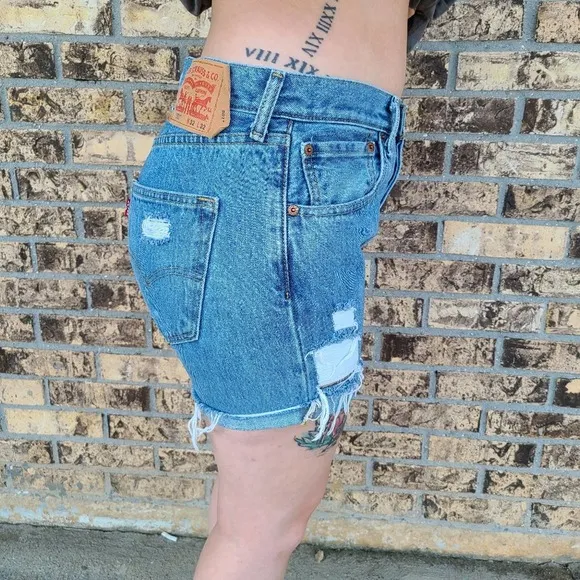 Levi's 501 Cut Off High Rise Raw Hem Denim Shorts