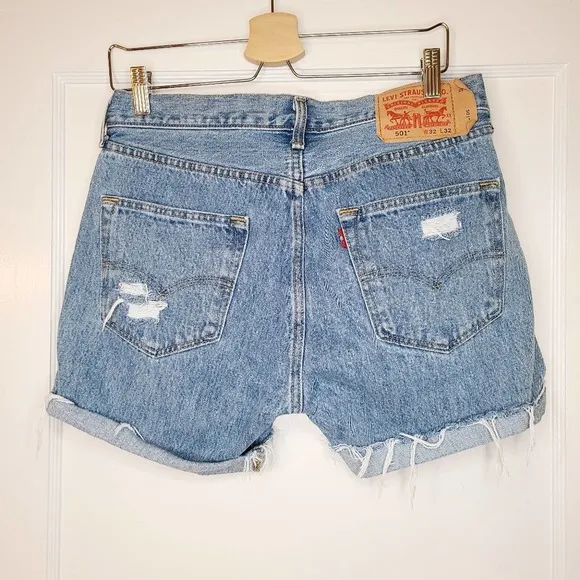 Levi's 501 Cut Off High Rise Raw Hem Denim Shorts