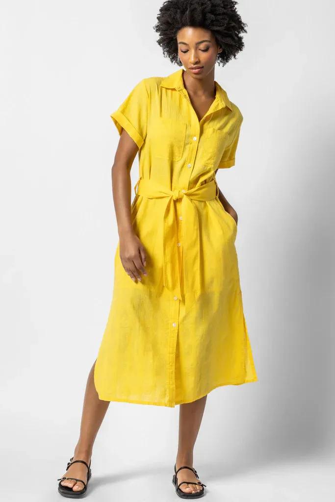Lilla P.  ~  Belted Shirt Dress - Saffron