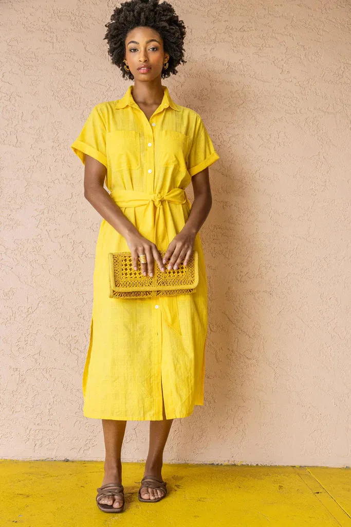 Lilla P.  ~  Belted Shirt Dress - Saffron