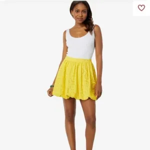 Lilly Pulitzer Leah bubble mini skirt eyelet embroidered yellow size 10 90s Y2k
