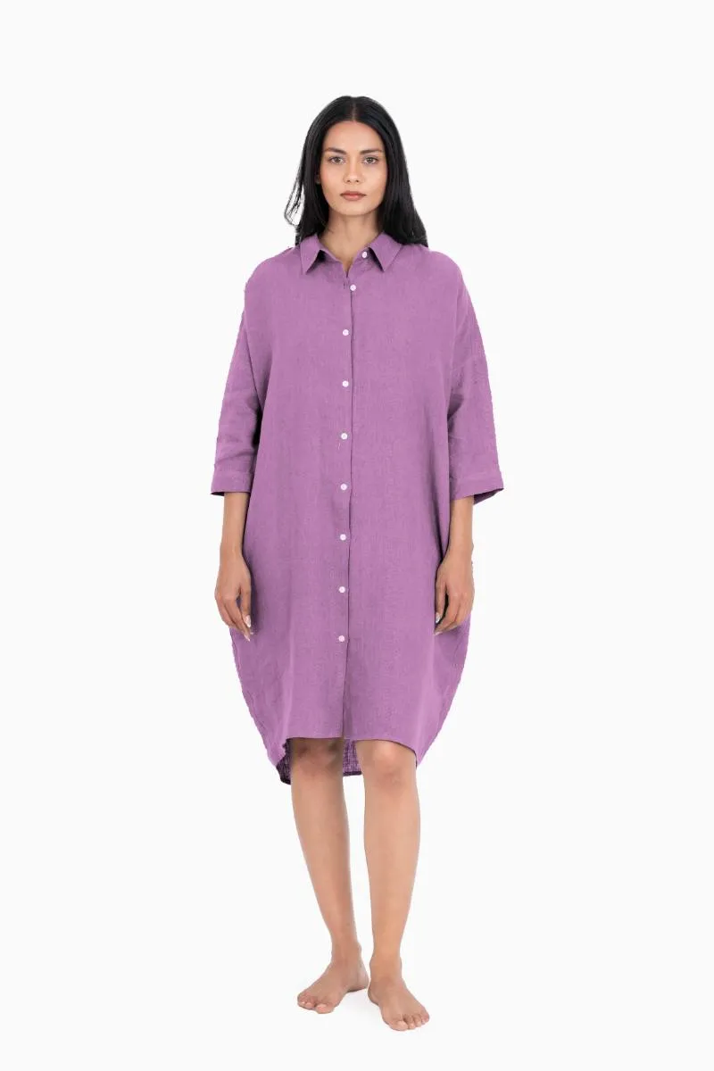 Linen Ferro Shirt Dress-Sage Green