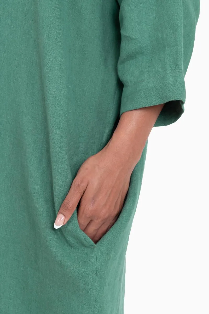 Linen Ferro Shirt Dress-Sunburnt Yellow