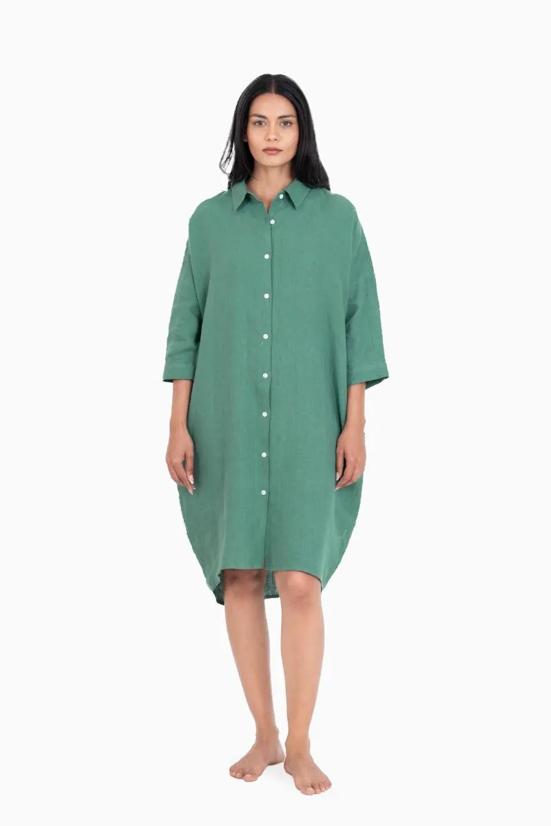 Linen Ferro Shirt Dress-Sunburnt Yellow