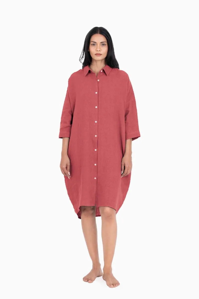 Linen Ferro Shirt Dress-Sunburnt Yellow