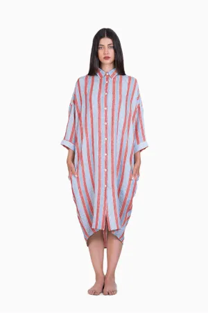 Linen Heidi Shirt Dress-Vern Red