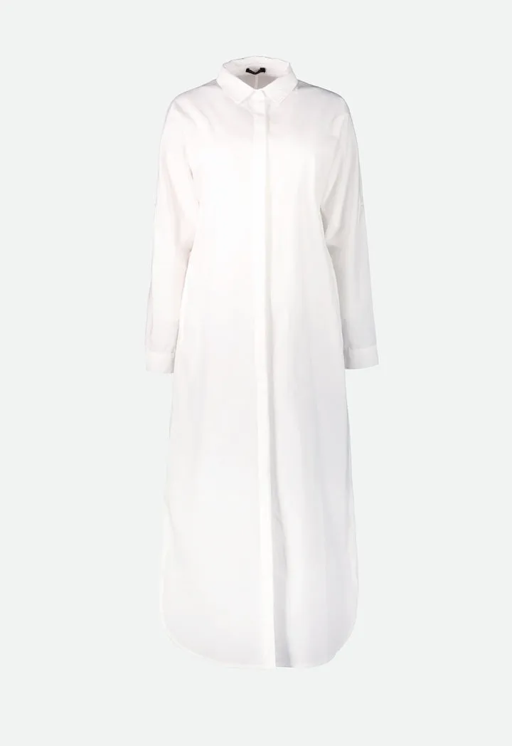 Long Poplin Collared Dress