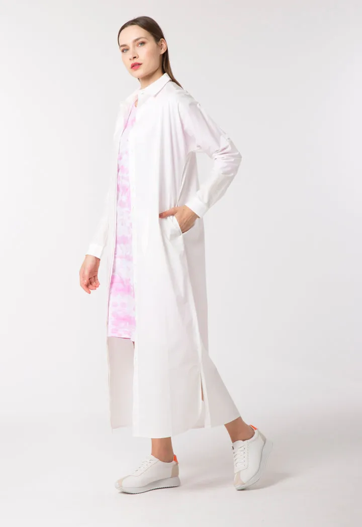 Long Poplin Collared Dress
