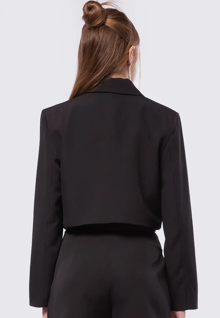 Long Sleeve Crop Blazer with Lapel